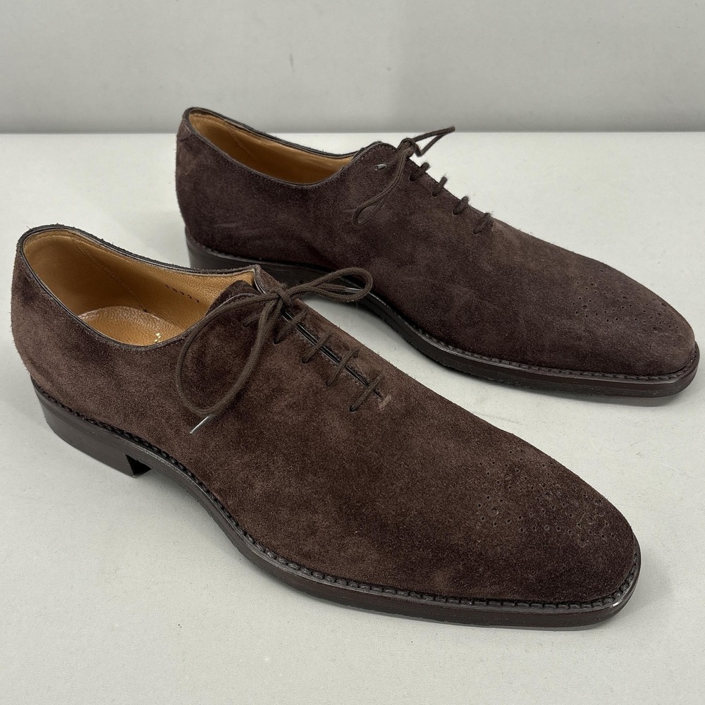 Gravati Shoes Mens 8.5 41.5 Brown Suede Oxford Lace Up Dress Hand Made Italy NEW